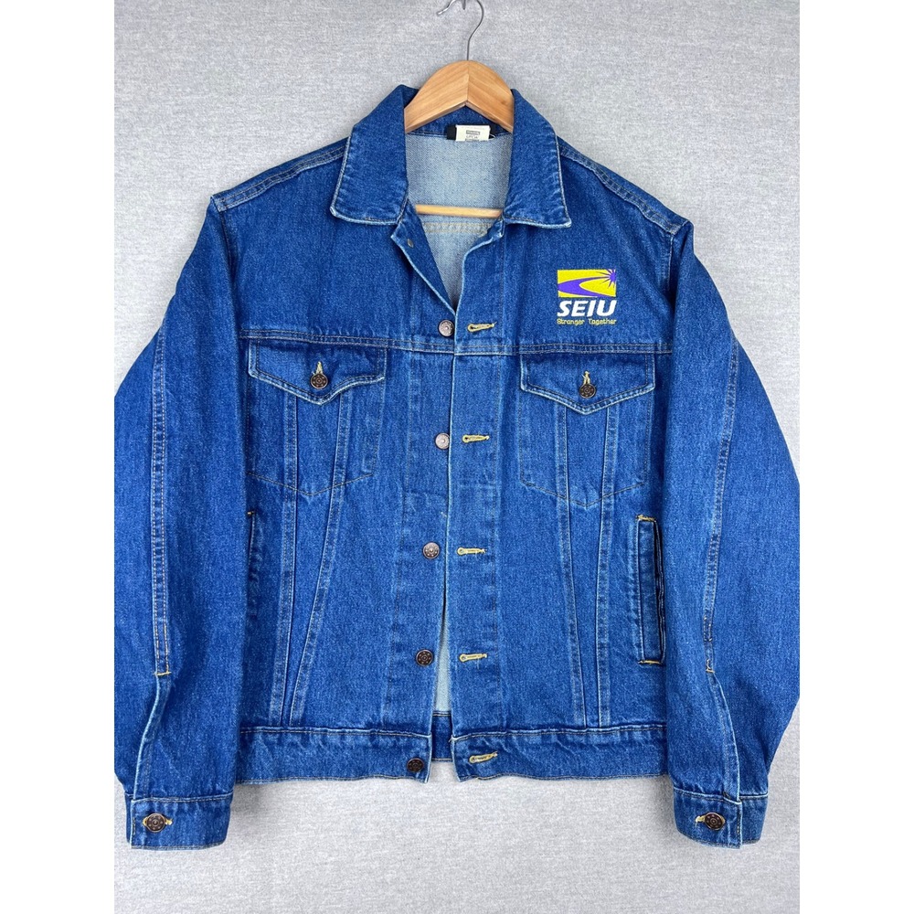 Union Line Denim Trucker Jacket Mens Small Blue Cotton Made in USA‎ Vintage